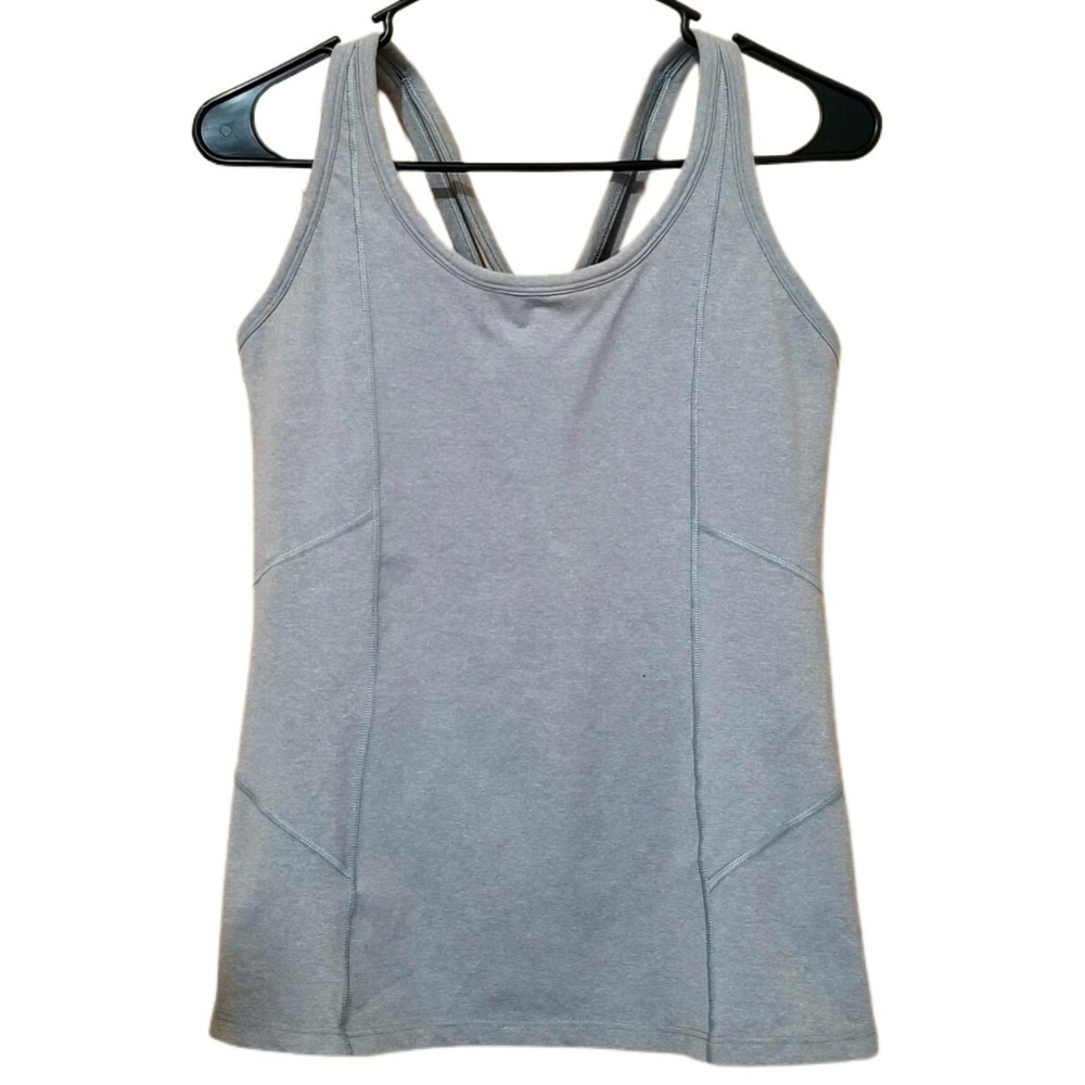 ATHLETA Intentions Tank-Top Womens M Gray Running Sports Workout W/Built-In Bra